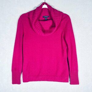 Lands End Cashmere Sweater Womens S Fuchsia Cowl Neck Colorful Preppy